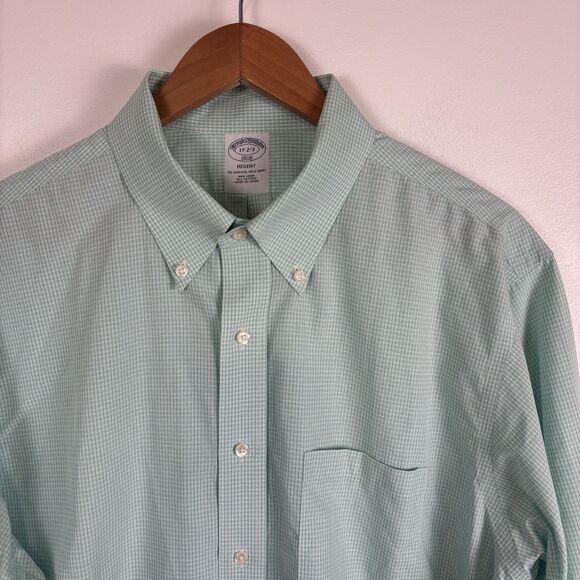Brooks Brothers Other - Brooks Brothers Regent Mens 17-2/3 Non-Iron Green Plaid Window Pane Button Down
